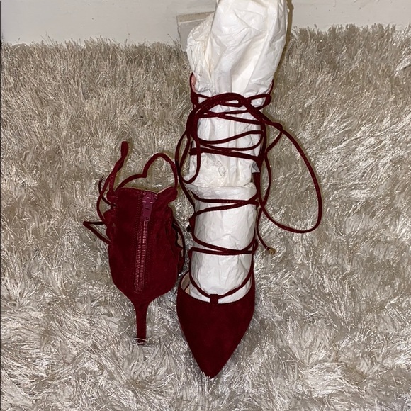 Olivia Shoes - Cranberry Lace Up Stiletto